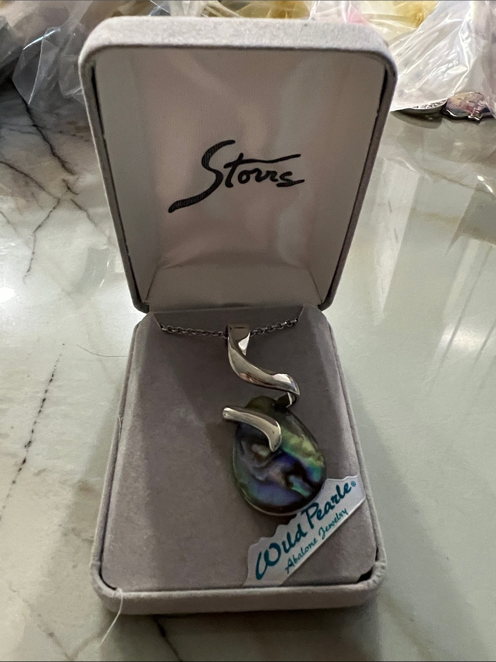 Wild Pearl Abalone Pendant Necklace in Iridescent Green-Blue